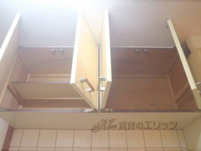 キッチン上部棚 小物もしまえて便利です