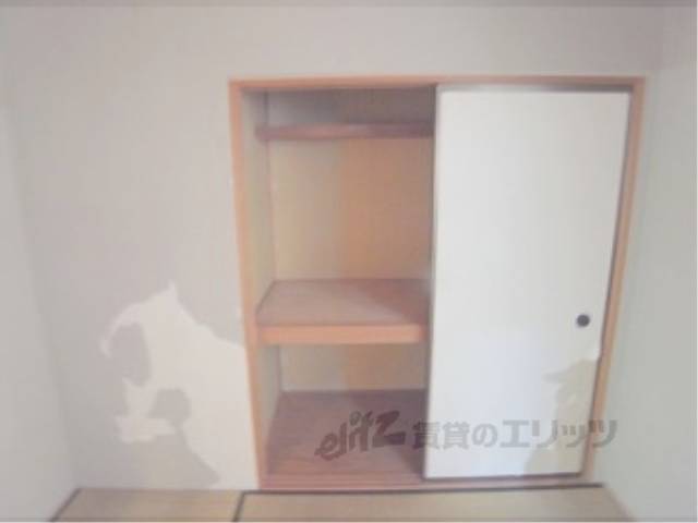 収納　修繕前なので、壁紙破れてます。