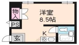 パインフィールド北白川１間取り図面