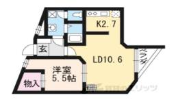 PARK HILLS OYAKE 1間取り図面