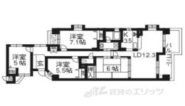 アンビエント上賀茂１０３号室間取り図面