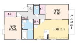 リビングタウン祝園間取り図面