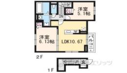 Ｄ-ｒｏｏｍ富野Ｂ棟間取り図面