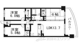 ﾛｰﾀﾘｰﾏﾝｼｮﾝ西大津ﾗｸｽﾋﾙｽﾞ605号室間取り図面
