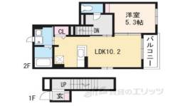 ベストウォールアヅチ１間取り図面