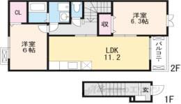 カーサ・デルソーレ１間取り図面