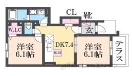 ジェルメ園部１間取り図面
