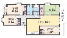 平城左京団地１６号棟間取り図面