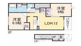 ウエスト２間取り図面
