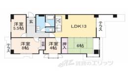 グランドパレス学園前間取り図面