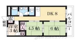 山科ハイツ647号室間取り図面