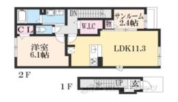 フロントパーク　こうか１間取り図面