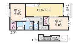 サウス　ウェルズ１間取り図面