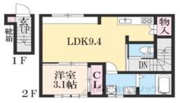 Ｓｑｕｉｒｒｅｌ　Ａｐａｒｔｍｅｎｔ　Ｂ間取り図面