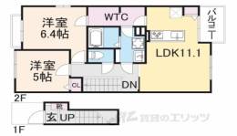 コージーコート枚方　１間取り図面