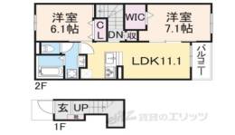 グリーン琥珀甲南２間取り図面
