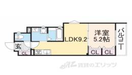 クリエオーレ藤阪中町１間取り図面