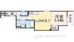 クリエオーレ藤阪中町１間取り図面