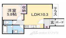 クレメント大和高田１間取り図面