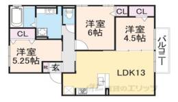 アプロディール　ハート　３間取り図面