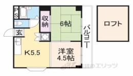 CITY PALACE21 郡山九条ﾊﾟｰﾄ1間取り図面