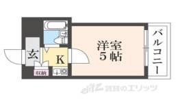 CITY PALACE21 郡山九条ﾊﾟｰﾄ1間取り図面