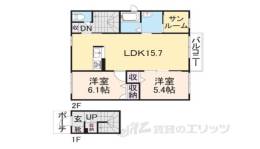 ＬＩＶＲＥ　２間取り図面