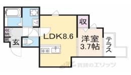ベレーザ等持院１間取り図面