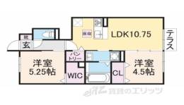 リーヴズコート　２間取り図面