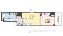 ココ　クレメント1間取り図面