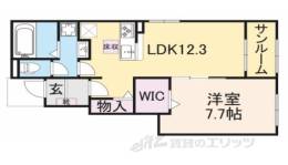 ベルプロムナード湖南１間取り図面