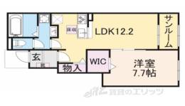 ベルプロムナード湖南１間取り図面