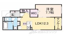 ベルプロムナード湖南１間取り図面