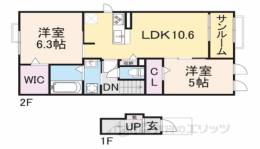 メゾンパーク枚田岡　B棟間取り図面