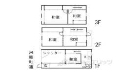 下京区材木町一棟貸店舗間取り図面