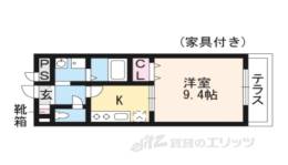 ｱﾝﾌﾟﾙｰﾙﾌｪｰﾙﾃﾞﾙﾆｴ嵯峨ノ段町（家具付き）間取り図面