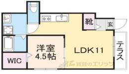 ソレイユビセレクト法蓮町１間取り図面
