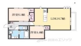 仮称）嵯峨広沢西裏町D-ROOM間取り図面