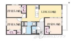 仮称）嵯峨広沢西裏町D-ROOM間取り図面