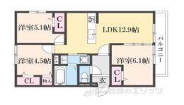 仮称）嵯峨広沢西裏町D-ROOM間取り図面