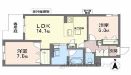 シャーメゾン　香芝　ワイケイ間取り図面