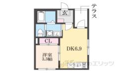 ハーモニーテラス椥辻西浦町２間取り図面