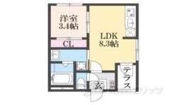 ハーモニーテラス太秦安井車道町２間取り図面
