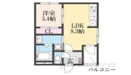 ハーモニーテラス太秦安井車道町２間取り図面