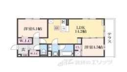 アレ・デ・フルール西向日駅前A棟間取り図面
