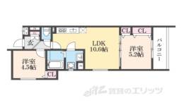 クリエオーレ藤阪東町２間取り図面