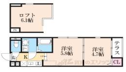 ハーモニーテラス深草東伊達町２間取り図面