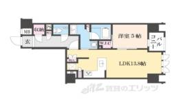 レーベン京都河原町五条ONE SUITE間取り図面