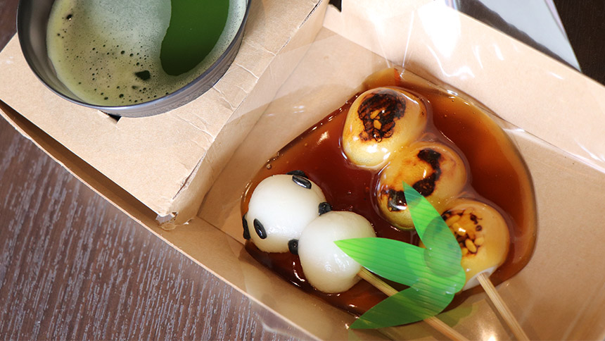 画像①ぱんだんごとみたらしだんごとお抹茶のセット
