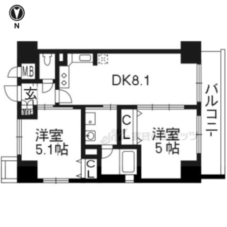 エステムプラザ京都聚楽第粋邸の間取り